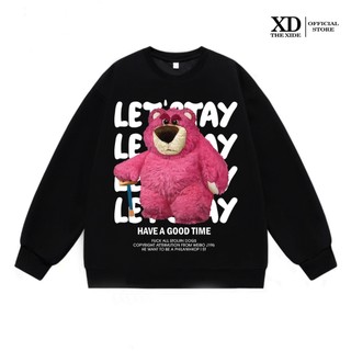 Áo sweater nỉ The Xide in hình gấu dâu LET STAY form unisex nam nữ chất nỉ bông dày dặn G4