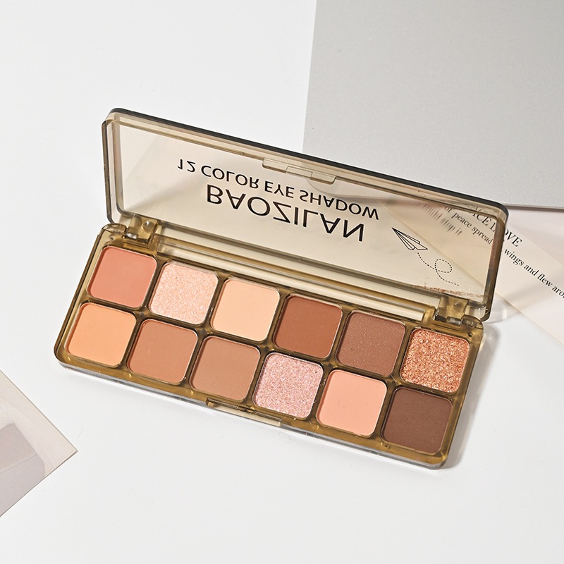 Phấn mắt Baozilan, bảng phấn mắt 12 ô nội địa trung tông nâu đất cam hồng đào C4 Sammi beauty