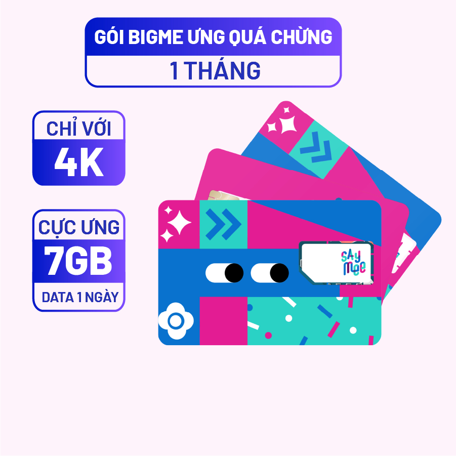 Sim Mobifone 4G Tốc Độ Cao Saymee Tặng 210GB/Tháng Có 7Gb/ngày Phí Gia Hạn CHỉ 125k