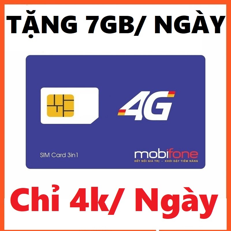 Sim Mobifone 4G Saymee Đăng Kí Gói Bigme Có 7GB/Ngày 210G/Tháng - phí Chỉ 4k/Ngày