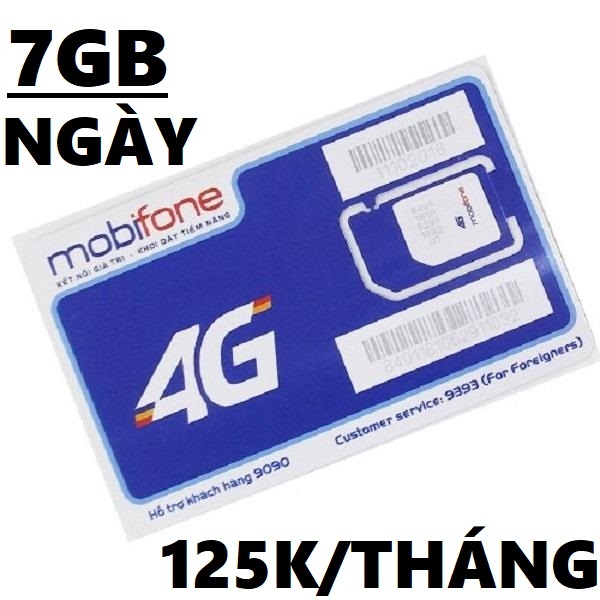 Sim Mobifone 4G Saymee Đăng Kí Gói Bigme Có 7GB/Ngày 210G/Tháng - phí Chỉ 4k/Ngày