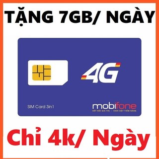 Sim mobifone 4g tặng gói siêu data 7gb/ngày 210gb/tháng full tốc độ cao chỉ 125k