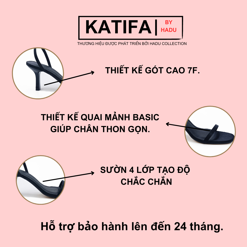 Giày cao gót 7p sandal quai mảnh KATIFA G731- BH 2 năm, lỗi 1 đổi 1