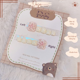 Móng giả cho chân màu trắng sữa nail box chân thiết kế GIÁ RẺ họa tiết nơ xinh xắn tặng keo dán móng MC021