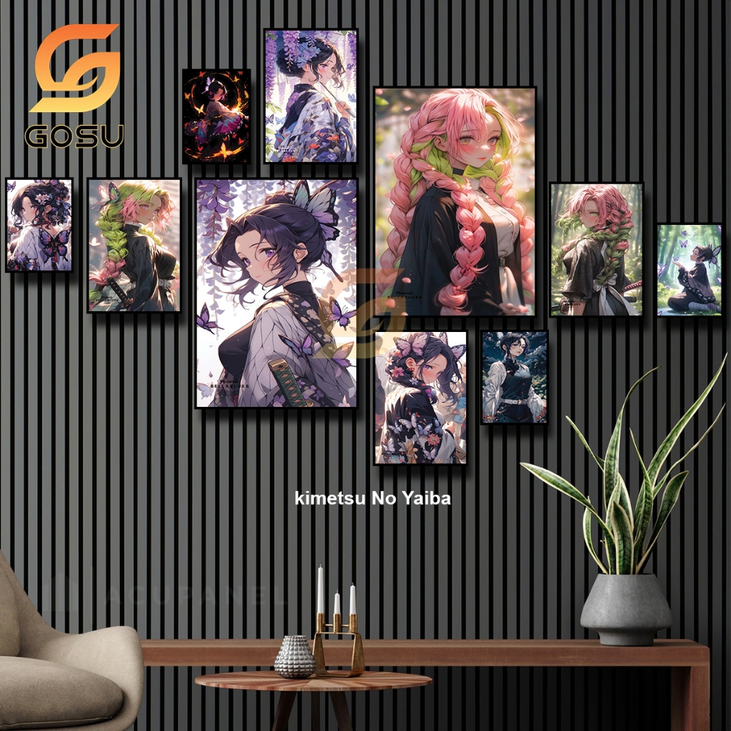 Bộ tranh 10 bức anime kimetsu no yaiba- Demon Slayer anime manga decor góc học tập làm việc siêu đẹp