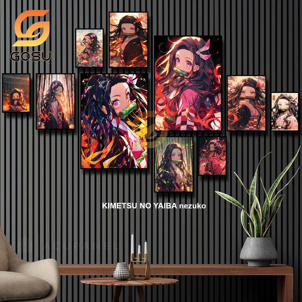 Bộ tranh 10 bức anime kimetsu no yaiba- Demon Slayer anime manga decor góc học tập làm việc siêu đẹp