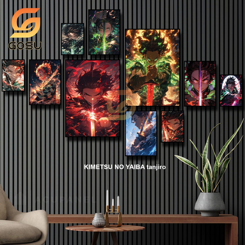 Bộ tranh 10 bức anime kimetsu no yaiba- Demon Slayer anime manga decor góc học tập làm việc siêu đẹp