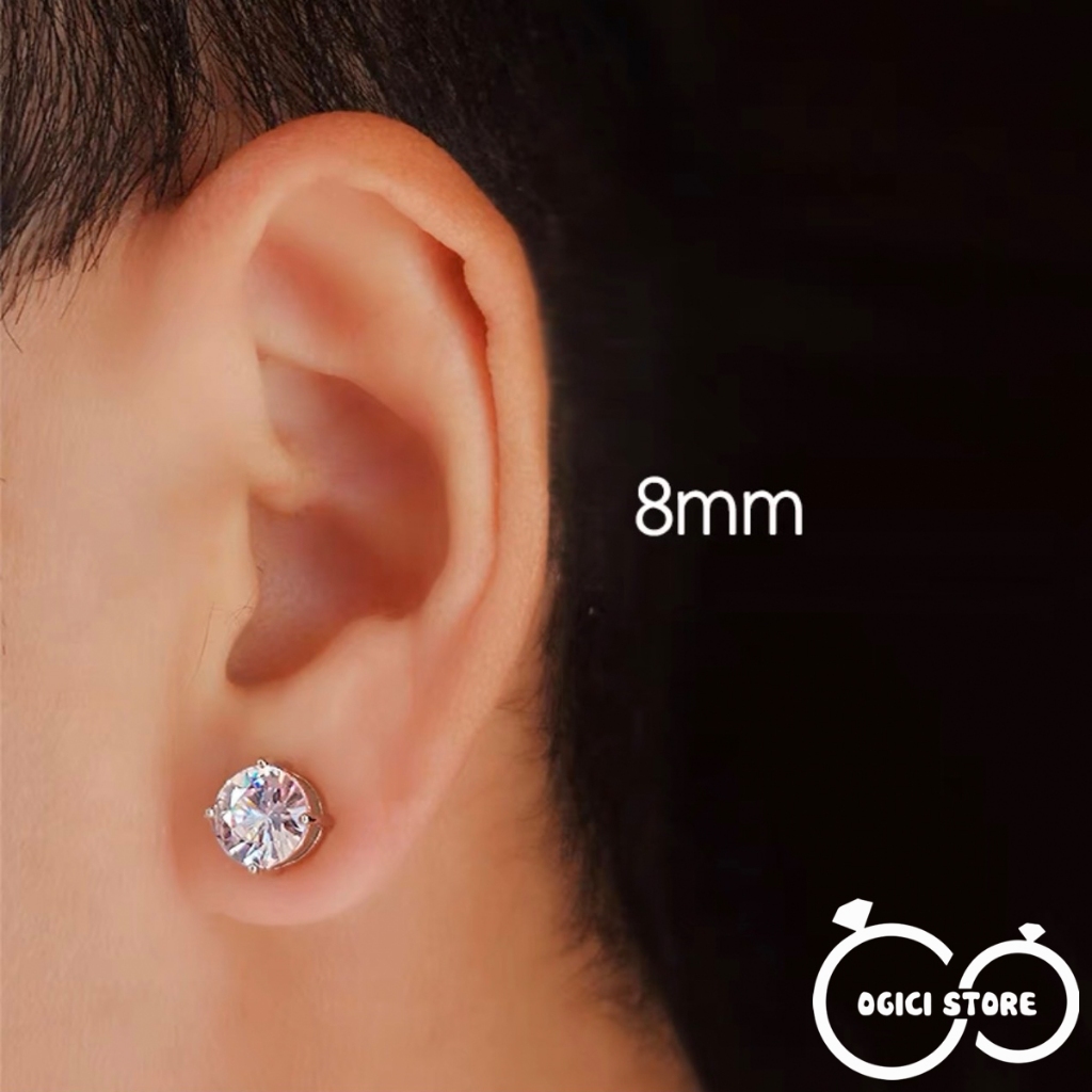 Khuyên tai nam châm không cần bấm lỗ Titan thời trang, Bông tai mặt đá lấp lánh cá tính, Unisex, 1 Chiếc
