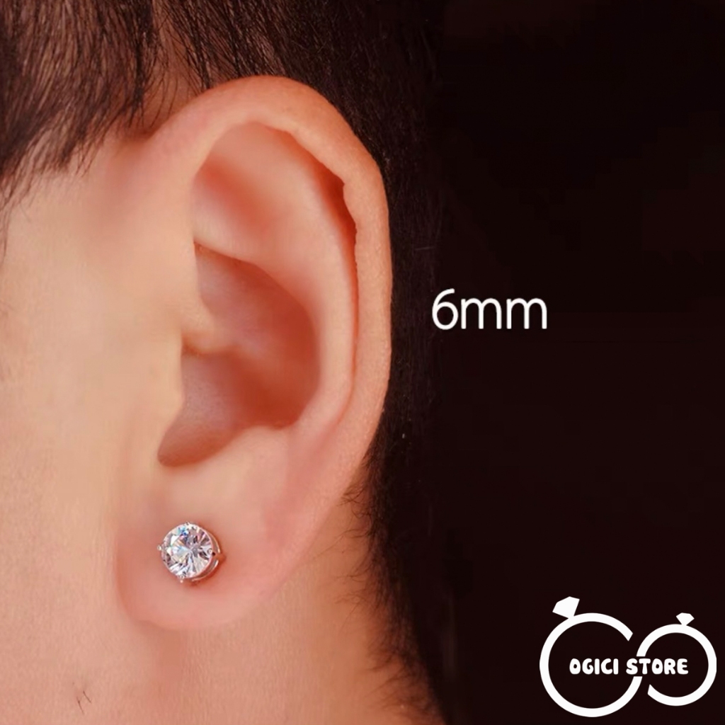 Khuyên tai nam châm không cần bấm lỗ Titan thời trang, Bông tai mặt đá lấp lánh cá tính, Unisex, 1 Chiếc