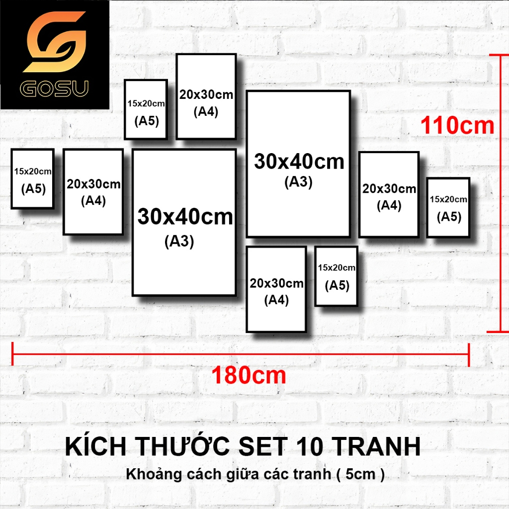 Bộ tranh 10 bức anime kimetsu no yaiba- Demon Slayer anime manga decor góc học tập làm việc siêu đẹp