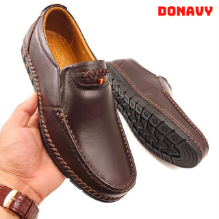 52.Giày Lười Nam Da Bò DONAVY Cao Cấp, Kiểu Khâu Viền May 6X Bắt Mắt, May Quai Và Đế Chắc Chắn D.G6X