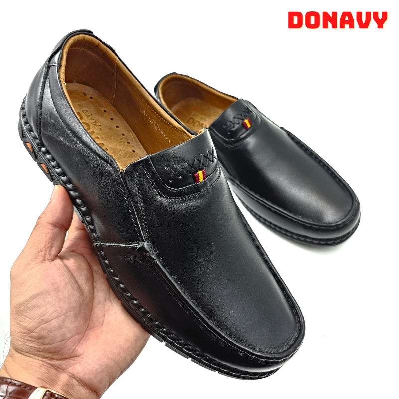 Giày Lười Nam Da Bò Donavy Cao Cấp, Kiểu Khâu Viền May 6X Bắt Mắt, May Quai Và Đế Chắc Chắn D.G6X