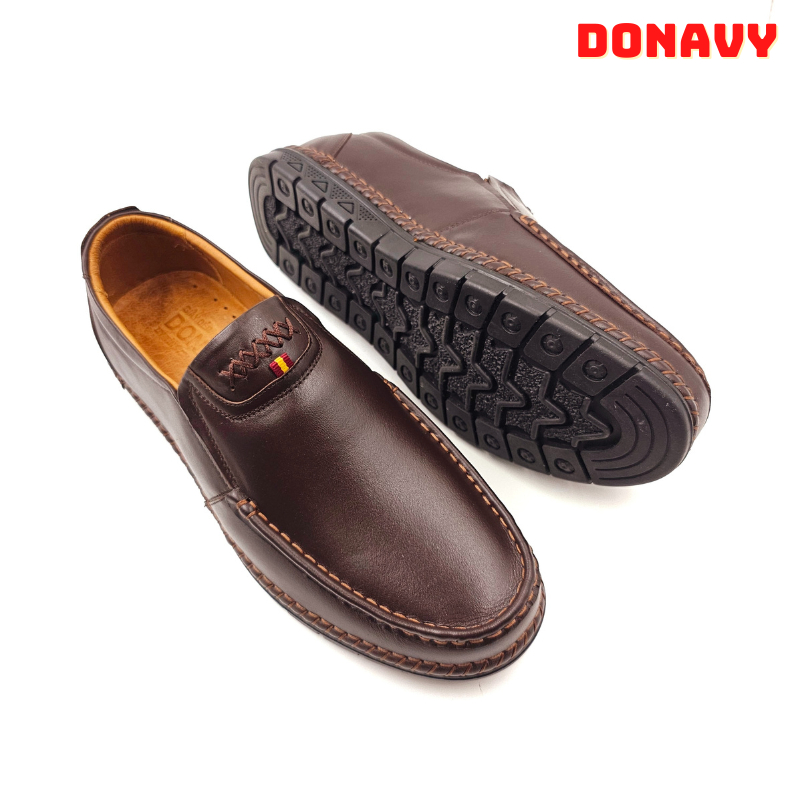 Giày Lười Nam Da Bò Donavy Cao Cấp, Kiểu Khâu Viền May 6X Bắt Mắt, May Quai Và Đế Chắc Chắn D.G6X