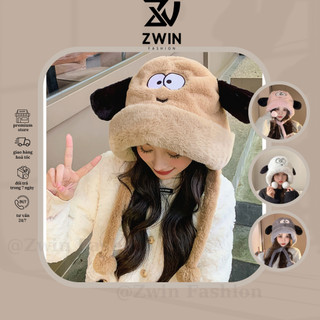 Mũ Lông Trùm Đầu Nón Cún Con Ngộ Nghĩnh Mùa Đông Ấm Áp Form Unisex Nam Nữ N192 - Zwin Fashion