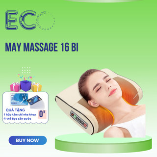 Gối massage cổ vai gáy hồng ngoại 16 bi đảo chiều, máy mát xa cổ vai gáy giảm đau nhức mỏi vai gáy toàn thân thư giãn