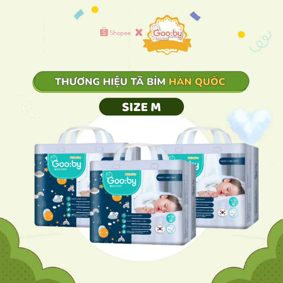 Combo 2 bịchTã/bỉm quần Gooby Premium - Chuyên gia bỉm đêm, chống trào đến 12h size M/L/XL/XXL cho bé từ