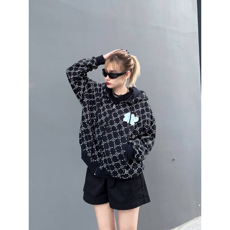 Áo Hoodie Zip Boxy 8YO Monogram - Áo Khoác Nỉ Bông Có Lót Vải Jersey Dây Kéo Unisex Local Brand