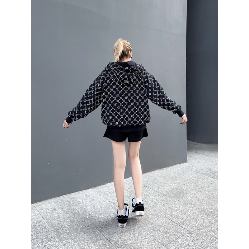 Áo Hoodie Zip Boxy 8YO Monogram - Áo Khoác Nỉ Bông Có Lót Vải Jersey Dây Kéo Unisex Local Brand