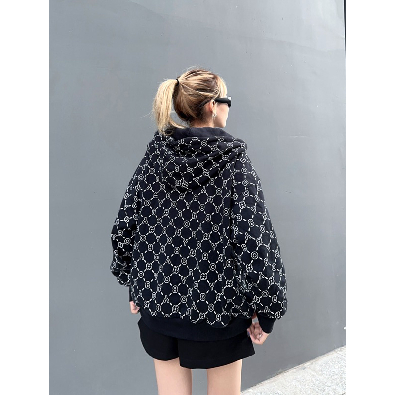 Áo Hoodie Zip Boxy 8YO Monogram - Áo Khoác Nỉ Bông Có Lót Vải Jersey Dây Kéo Unisex Local Brand