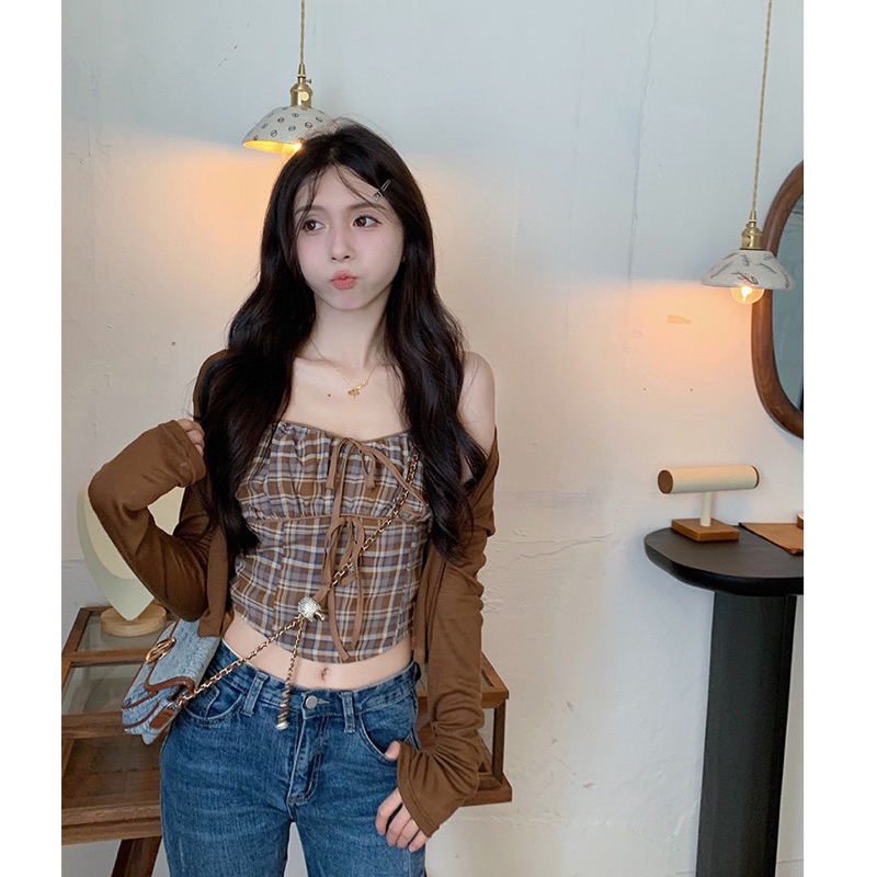 SET ÁO KẺ KHOÁC NÂU