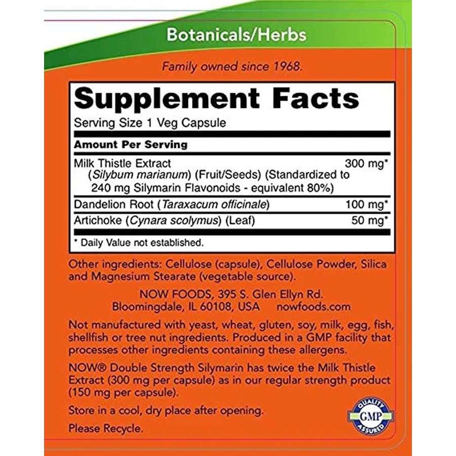 Viên uống NOW Silymarin Milk Thistle Extract 300 mg hỗ trợ thanh lọc, giải độc gan, bảo vệ sức khỏe gan - Shop Gym