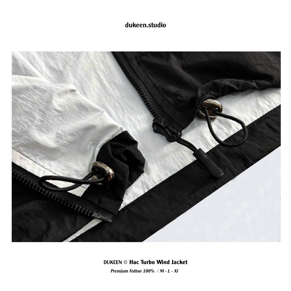 Áo Khoác Gió Nhăn Local Brand Sporty HacTurbo Dukeen Vải Gió Dù Nhăn 2 Lớp Oversize Nam Nữ Form Rộng A035