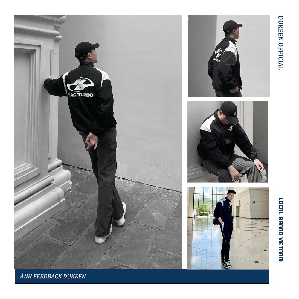 Áo Khoác Gió Nhăn Local Brand Sporty HacTurbo Dukeen Vải Gió Dù Nhăn 2 Lớp Oversize Nam Nữ Form Rộng A035