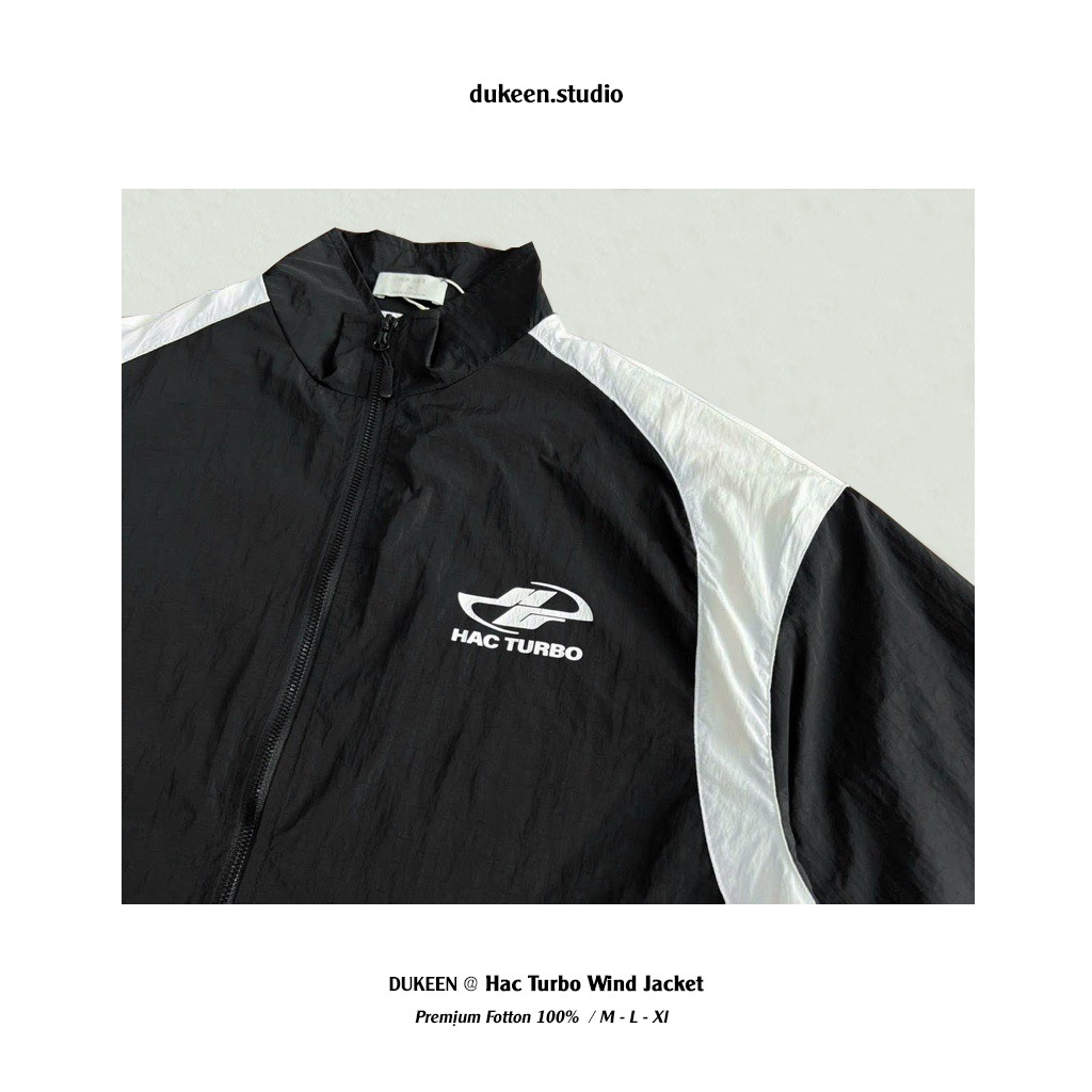 Áo Khoác Gió Nhăn Local Brand Sporty HacTurbo Dukeen Vải Gió Dù Nhăn 2 Lớp Oversize Nam Nữ Form Rộng A035