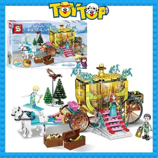 Đồ chơi lắp ráp công chúa Elsa cỗ xe ngựa trượt tuyết của Anna trong hoạt hình Frozen xếp hình SY1429 với 459 mảnh ghép
