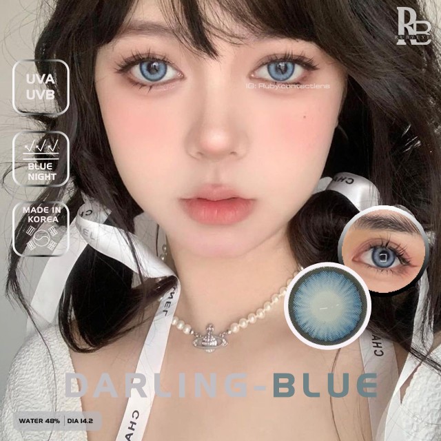 RUBY EYES Kính Áp Tròng Mẫu Xanh Dương Darling Blue SIlicone HydroGel Ruby Eyes, Lens ONLY 0 ĐỘ Ruby Eyes Contact Lens