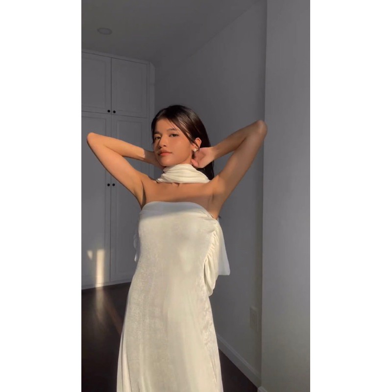 Váy đầm maxi trắng đi tiệc không tay mặc nhiều kiểu dáng - Croptopshouse by SGGZ