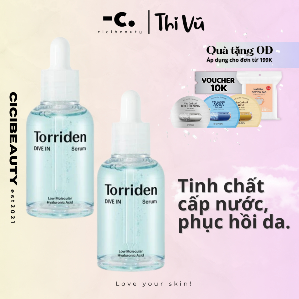 Serum DIVE IN TORRIDEN chứa axit hyaluronic phân tử thấp giúp giữ ẩm sáng bóng da giữ ẩm sâu bên trong 50ml - Thi Vũ