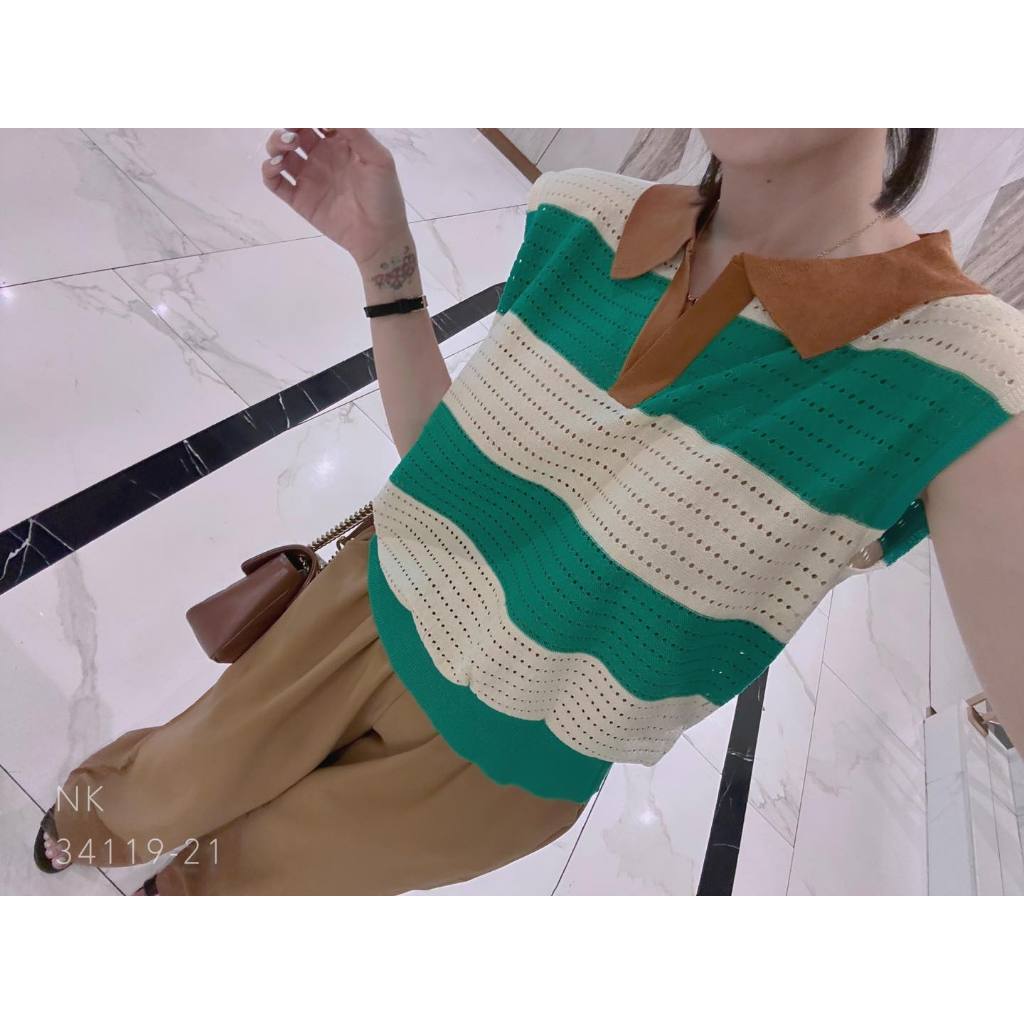 Set sn áo lỗ quần satin 3 màu