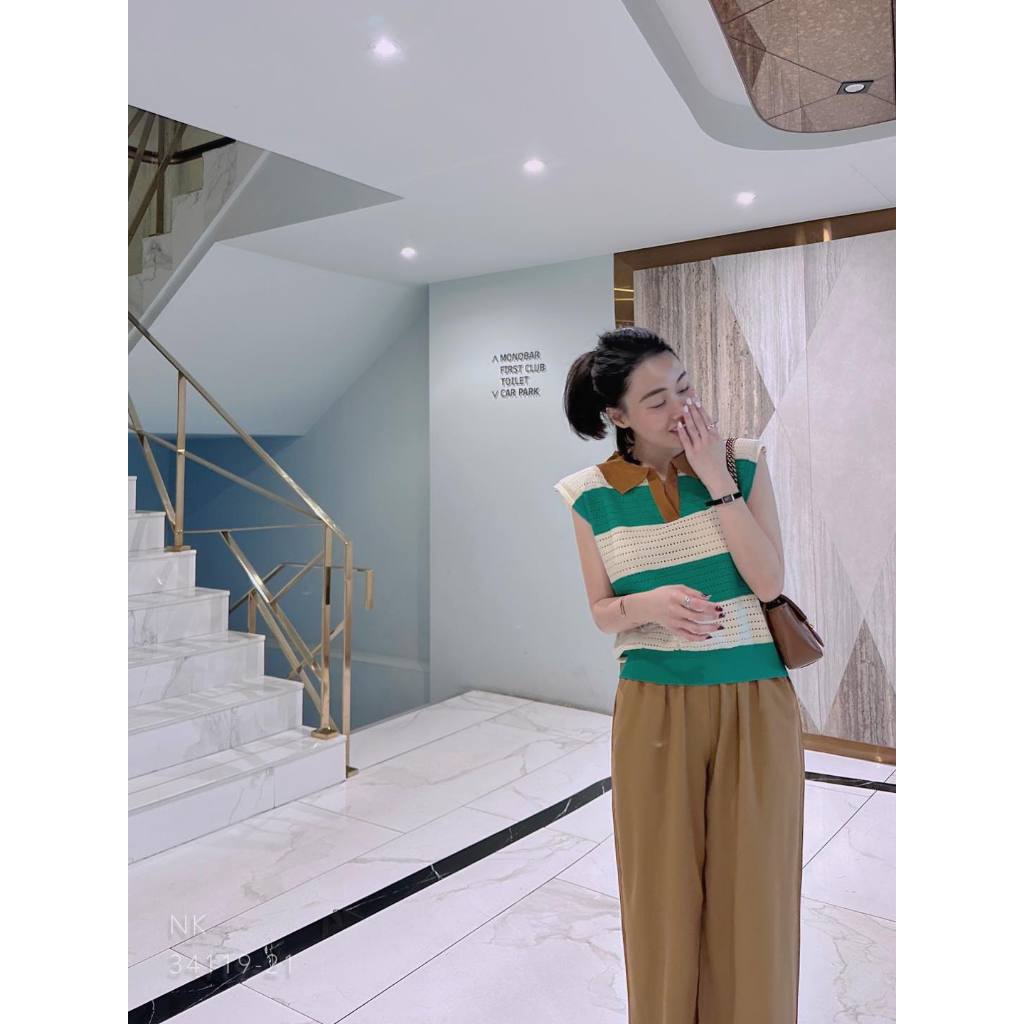 Set sn áo lỗ quần satin 3 màu