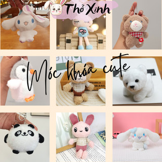 Móc khóa thú bông chó, gấu, gấu trúc, chim cánh cụt, thỏ gầy dễ thương ngộ nghĩnh treo balo túi xách PKTX05