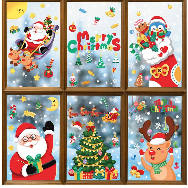 Decal dán trang trí Noel, giáng sinh, dán cửa kính
