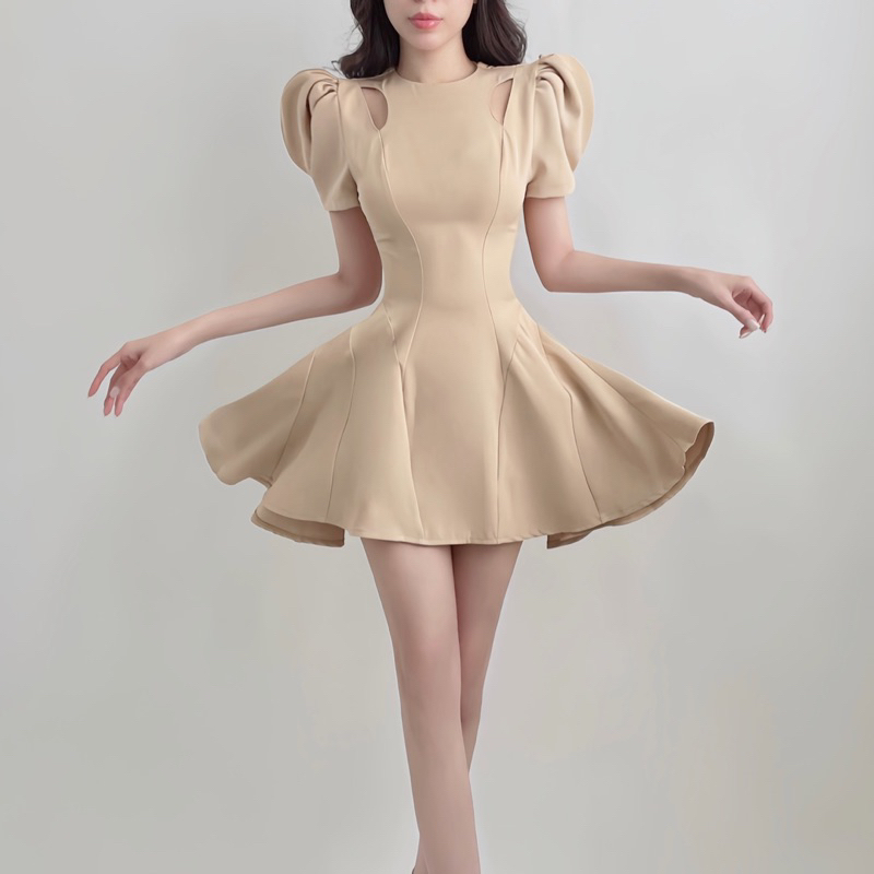 Pojin - Đầm tay phồng ráp tùng xoè siêu xinh, style tiểu thư nhẹ nhàng