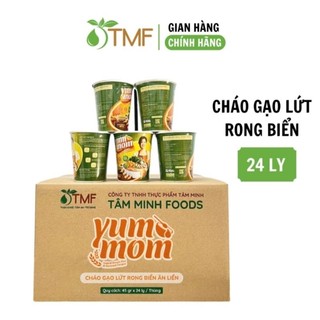 Thùng 24 ly cháo gạo lứt yến mạch rong biển ăn liền Yummom Tâm Minh Foods