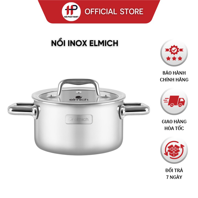 Nồi inox liền khối Elmich Trimax Eco EL-399X size 16/18/24/26/28cm cao cấp