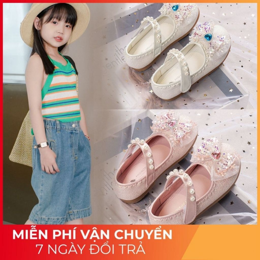 Giày búp bê óng ánh đính hạt HOT 2024 mã xd-807 Quảng Châu cao cấp cho bé gái từ 2 tuổi đến 12 tuổi