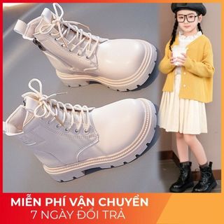 Giày bốt cổ cao da mềm HOT 2024 mã xd-879 Quảng Châu cao cấp cho bé trai bé gái từ 3 tuổi đến 15 tuổi