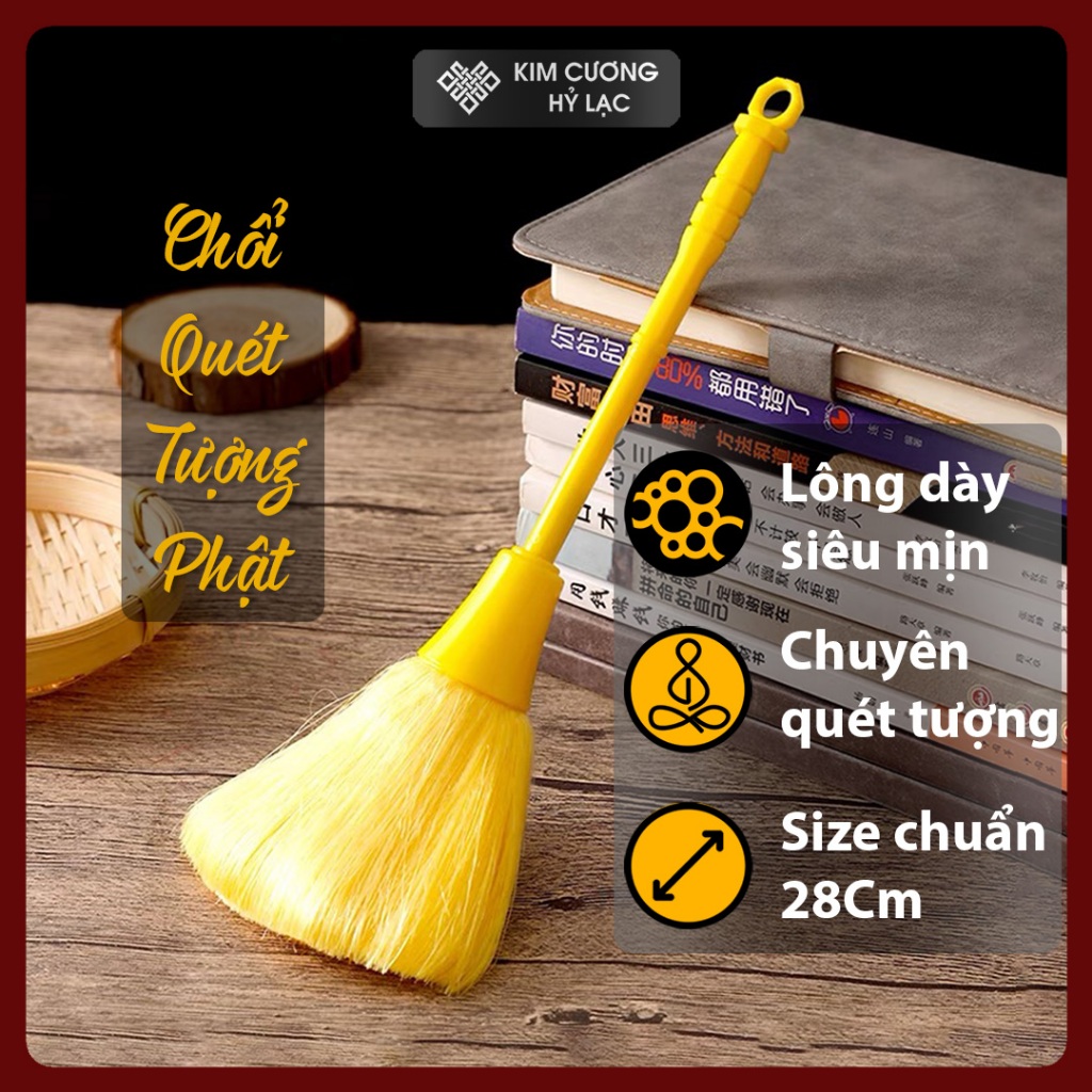 Lông Siêu Dày Mịn, Cán Nhựa Vàng - Đỏ