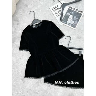 Set nhung peplum viền ren