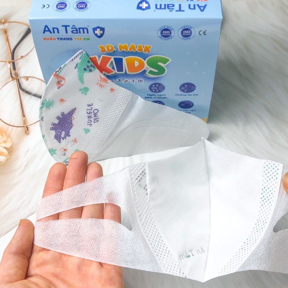 Hộp 50 cái khẩu trang 3D kids An Tâm dành cho bé 3-6 tuổi mix 5 hình