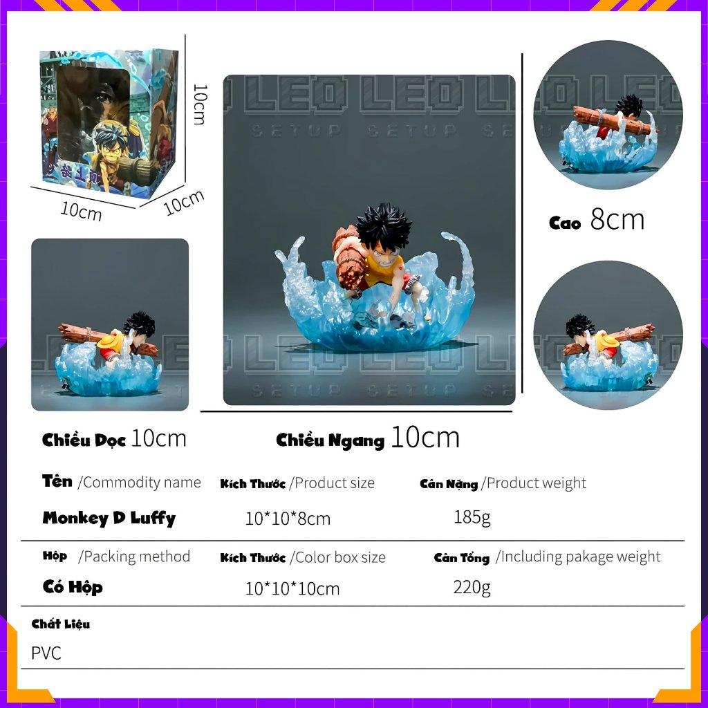 Mô Hình Luffy Đại Náo - One Piece siêu nét - Figure anime Đảo Hải Tặc cao 8cm trang trí góc làm việc bộ sưu tập cực chất