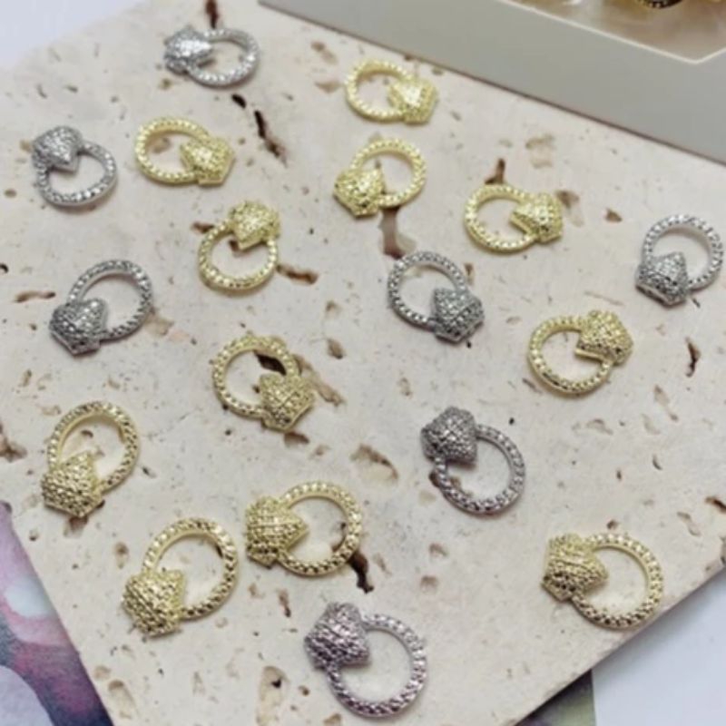 Set charm nail kim loại set 20 viên,charm trang trí móng nhiều mẫu