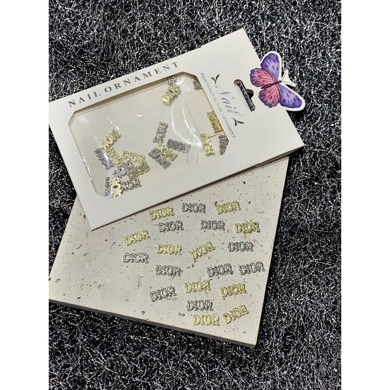 Set charm nail kim loại set 20 viên,charm trang trí móng nhiều mẫu