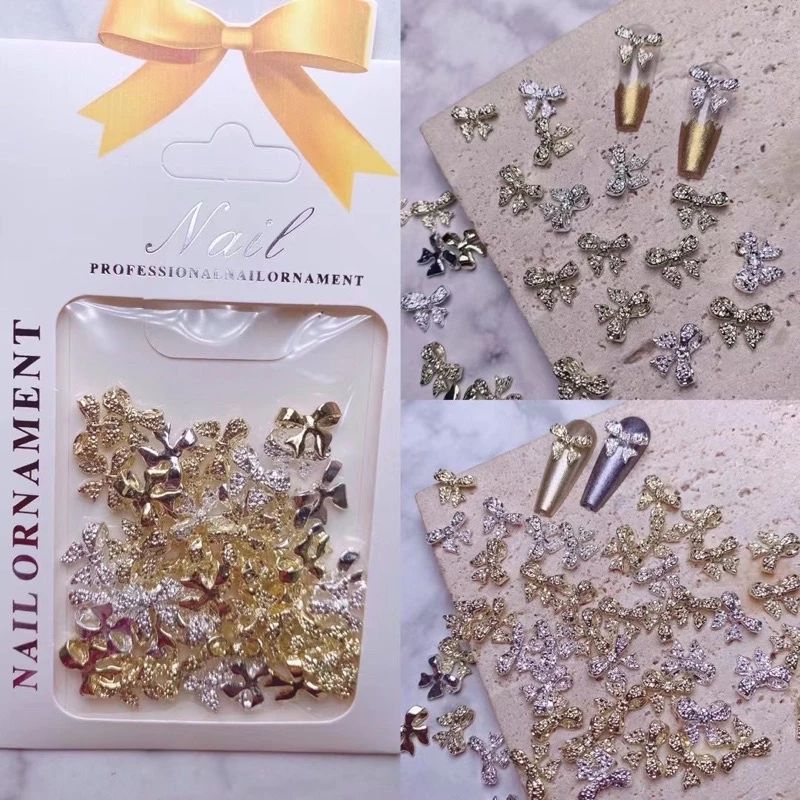Set charm nail kim loại set 20 viên,charm trang trí móng nhiều mẫu