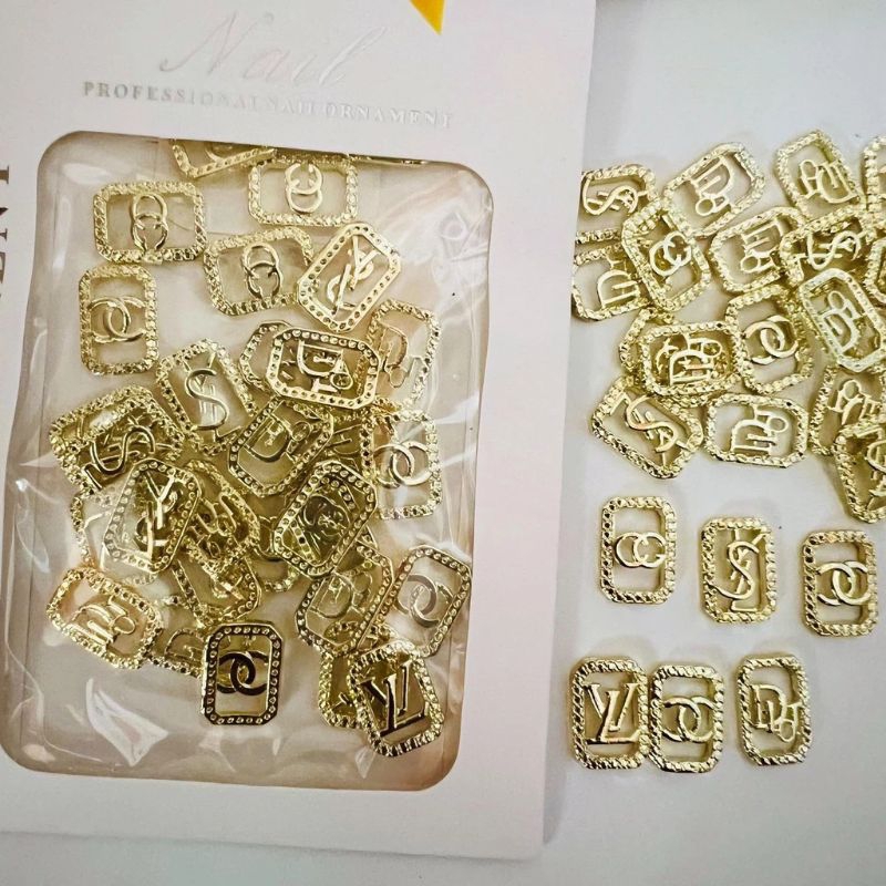 Set charm nail kim loại set 20 viên,charm trang trí móng nhiều mẫu