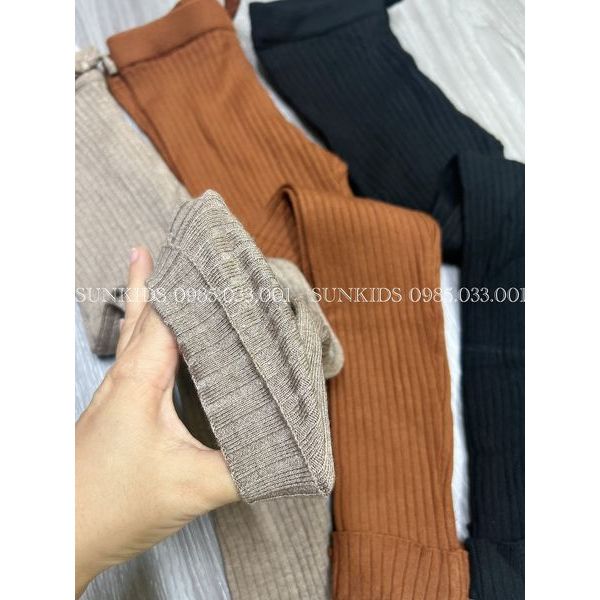 Quần legging len tăm bé gái gập gấu